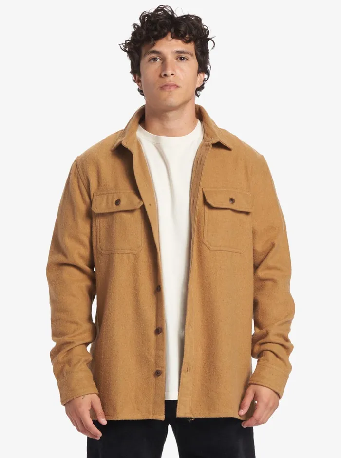 Shirts and Polos Men Quiksilver Salterhill Long Sleeve Shirt Bone Brown