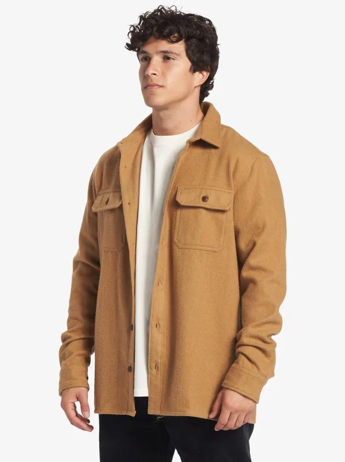 Shirts and Polos Men Quiksilver Salterhill Long Sleeve Shirt Bone Brown