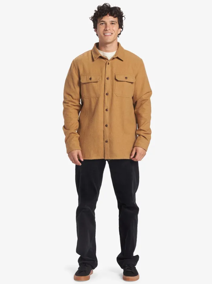 Shirts and Polos Men Quiksilver Salterhill Long Sleeve Shirt Bone Brown