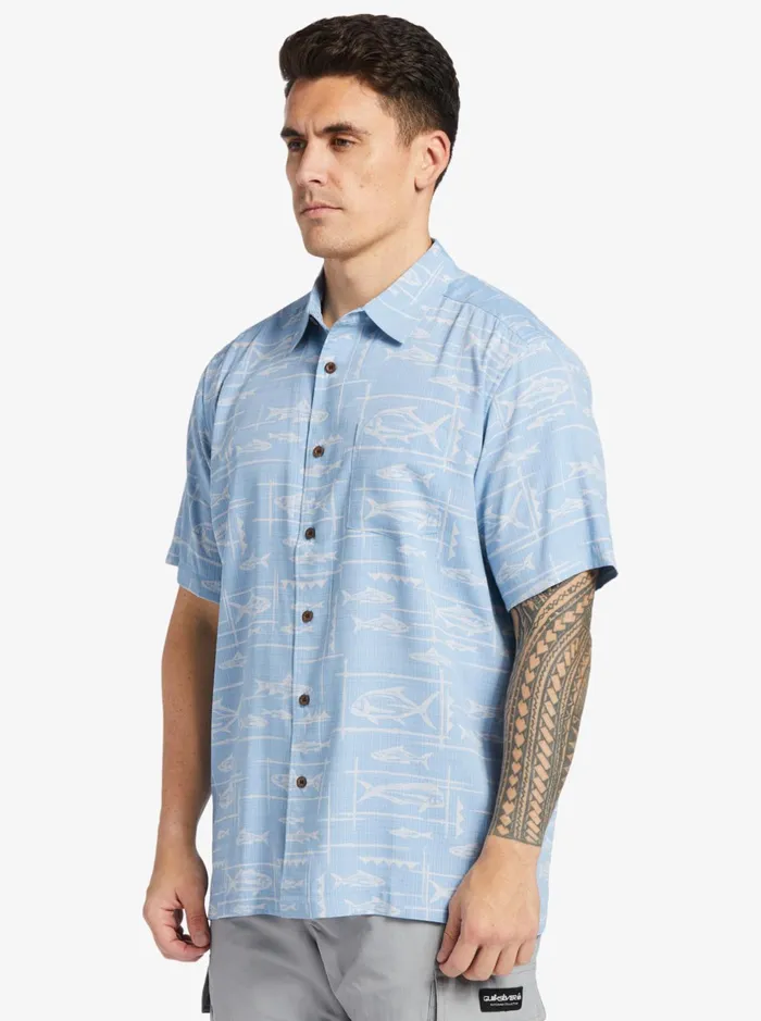 Shirts and Polos Men Quiksilver Waterman Bento Woven Shirt Bento Dusk Blue Shirts and Polos Men Quiksilver Waterman Bento Woven Shirt Bento Dusk Blue