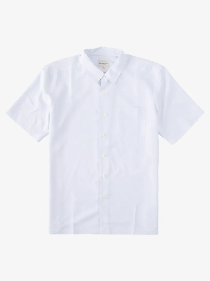 Shirts and Polos Men Quiksilver Waterman Kings Cliff Short Sleeve Shirt White Kings Cliff