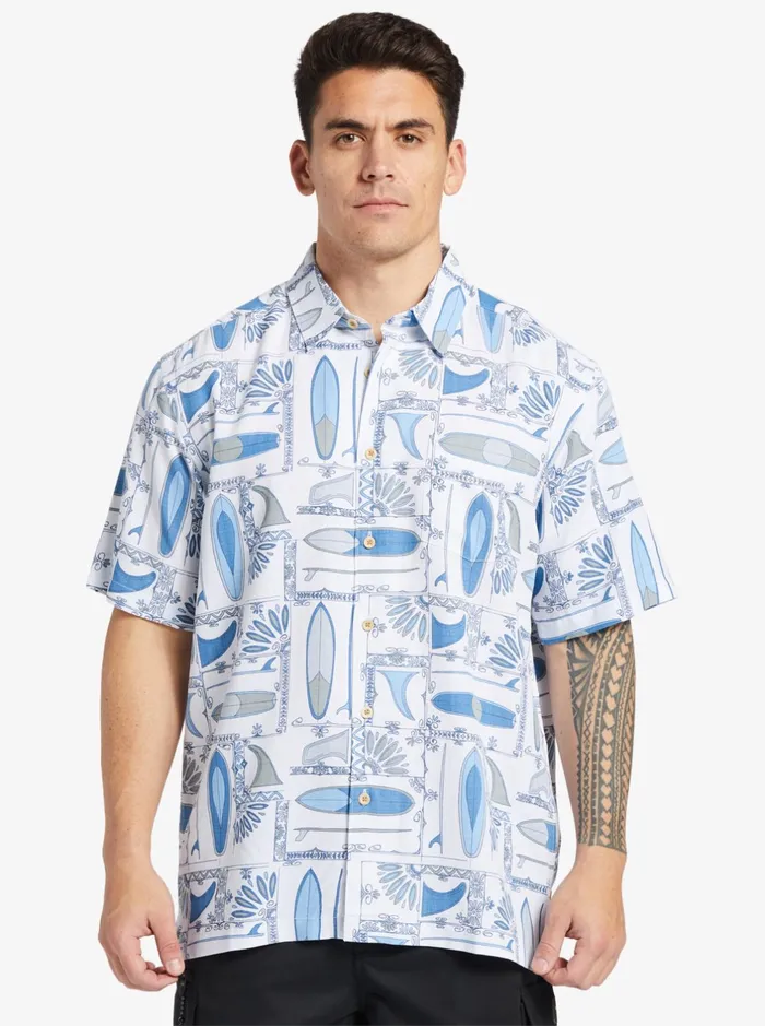 Shirts and Polos Men Quiksilver Waterman Long Boards Woven Shirt White Longboards Shirts and Polos Men Quiksilver Waterman Long Boards Woven Shirt White Longboards