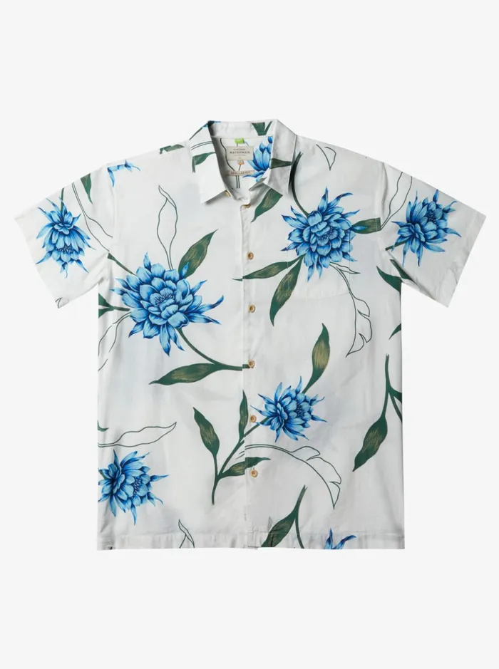 Shirts and Polos Men Quiksilver Waterman Perfect Bloom Short Sleeve Shirt Antique White Perfect Bloom Shirts and Polos Men Quiksilver Waterman Perfect Bloom Short Sleeve Shirt Antique White Perfect Bloom