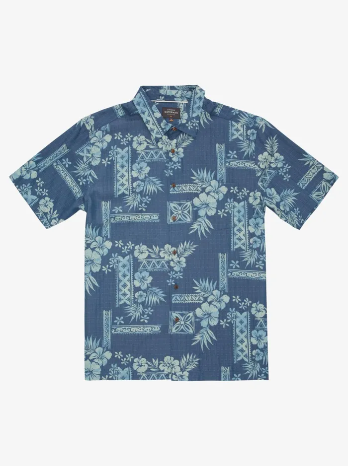 Shirts and Polos Men Quiksilver Waterman Stone Steps Short Sleeve Shirt Ensign Blue Stone Steps Shirts and Polos Men Quiksilver Waterman Stone Steps Short Sleeve Shirt Ensign Blue Stone Steps