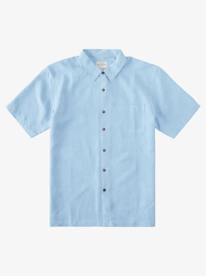 Shirts and Polos Men Quiksilver Waterman Waterman Manele Bay Short Sleeve Shirt Dusk Blue