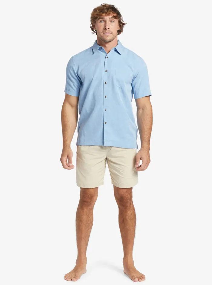 Shirts and Polos Men Quiksilver Waterman Waterman Manele Bay Short Sleeve Shirt Dusk Blue Shirts and Polos Men Quiksilver Waterman Waterman Manele Bay Short Sleeve Shirt Dusk Blue