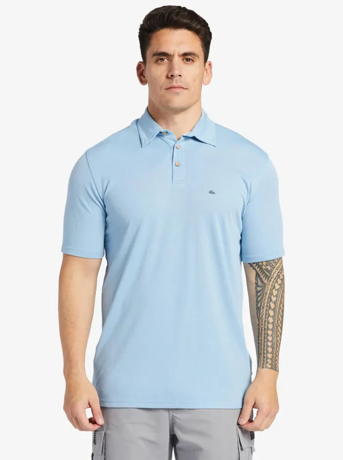 Shirts and Polos Men Quiksilver Waterman Waterman Waterpolo Short Sleeve Polo Shirt Dusk Blue Shirts and Polos Men Quiksilver Waterman Waterman Waterpolo Short Sleeve Polo Shirt Dusk Blue