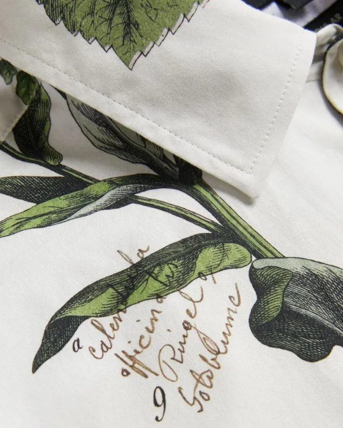Short Sleeve Botanical Print Shirt Ecru Men Ted Baker Clothing Short Sleeve Botanical Print Shirt Ecru Men Ted Baker Clothing
