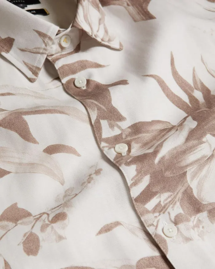 Short Sleeve Botanical Print Shirt Natural Men Ted Baker Clothing