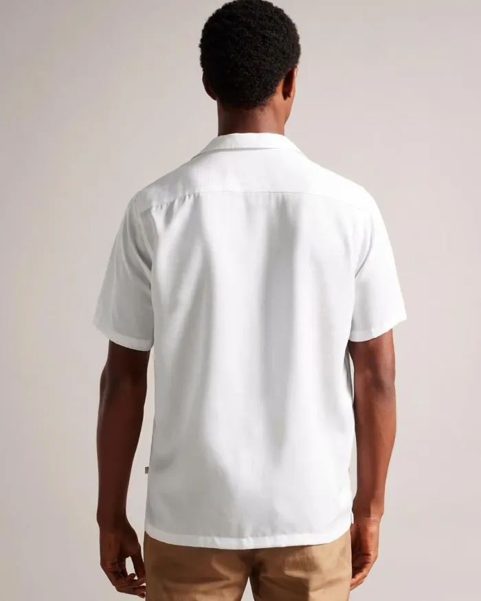 Short Sleeve Botanical Print Shirt White Men Ted Baker Clothing