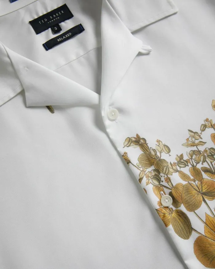 Short Sleeve Botanical Print Shirt White Men Ted Baker Clothing