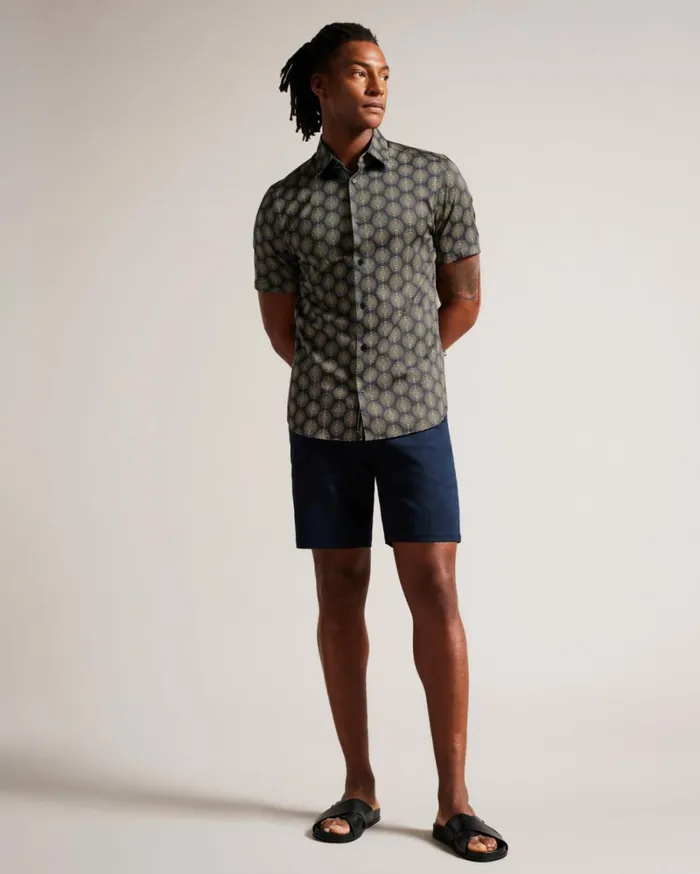 Short Sleeve Circle Geometric Shirt Navy Men Ted Baker Clothing Short Sleeve Circle Geometric Shirt Navy Men Ted Baker Clothing