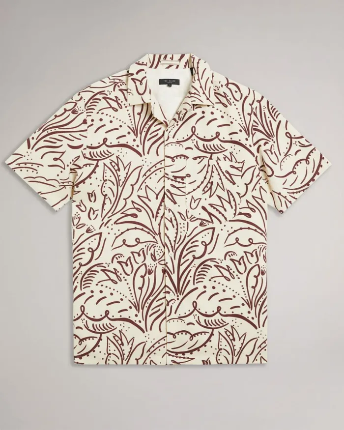 Short Sleeve Floral Print Shirt Stone Men Ted Baker Shirts