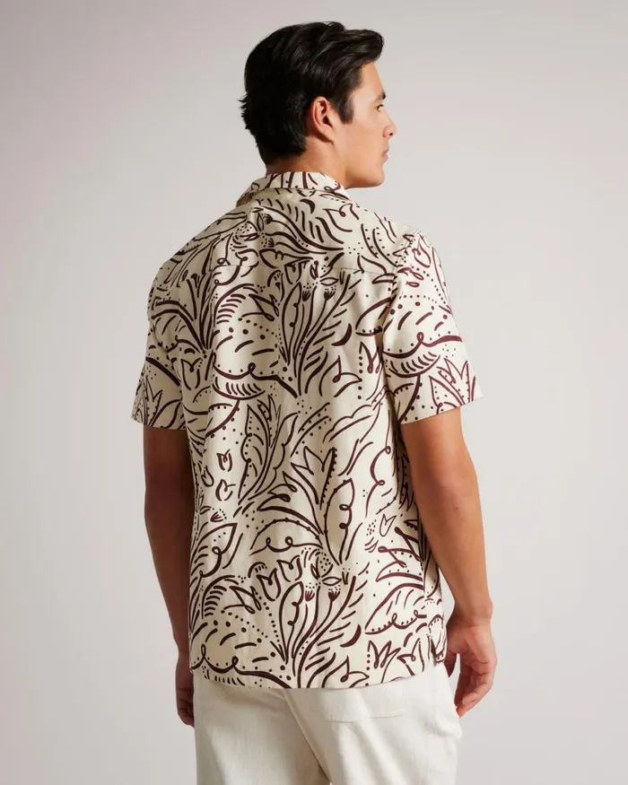 Short Sleeve Floral Print Shirt Stone Men Ted Baker Shirts Short Sleeve Floral Print Shirt Stone Men Ted Baker Shirts