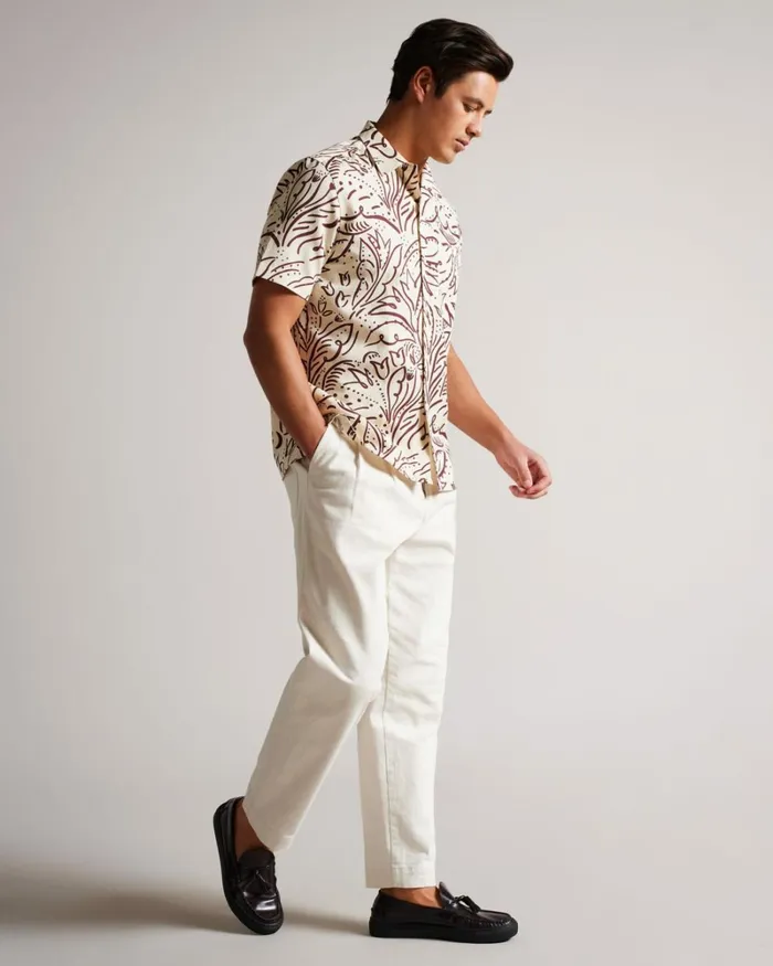 Short Sleeve Floral Print Shirt Stone Men Ted Baker Shirts Short Sleeve Floral Print Shirt Stone Men Ted Baker Shirts