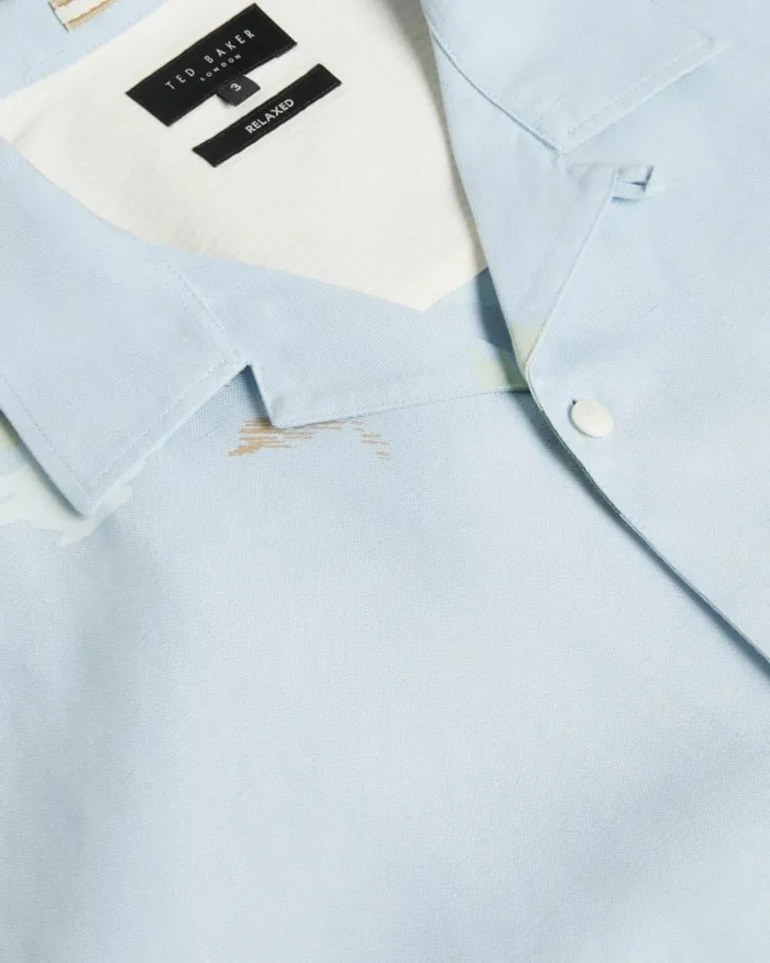 Short Sleeve Floral Printed Shirt Light Blue Men Ted Baker Clothing Short Sleeve Floral Printed Shirt Light Blue Men Ted Baker Clothing