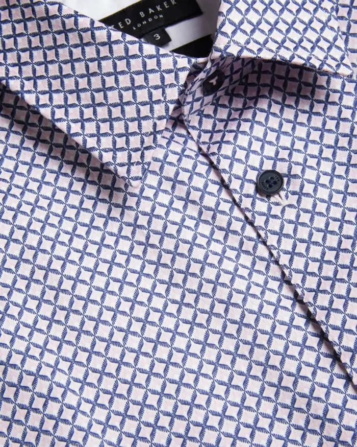Short Sleeve Geometric Print Shirt Pale Pink Men Ted Baker Clothing Short Sleeve Geometric Print Shirt Pale Pink Men Ted Baker Clothing
