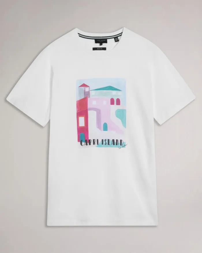 Short Sleeve Graphic TShirt White Men Ted Baker Clothing