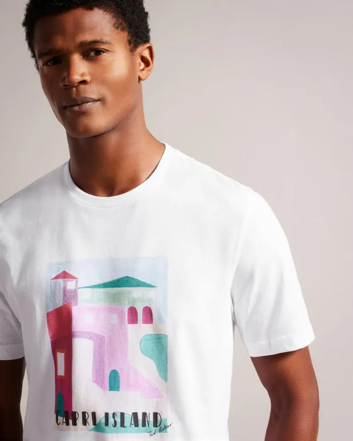 Short Sleeve Graphic TShirt White Men Ted Baker Clothing