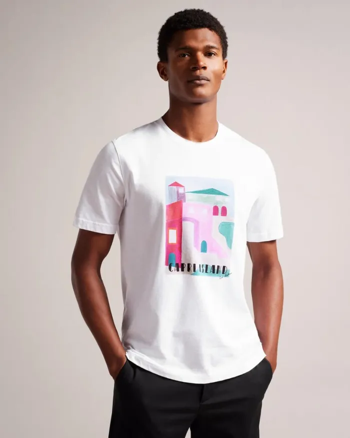 Short Sleeve Graphic TShirt White Men Ted Baker Clothing