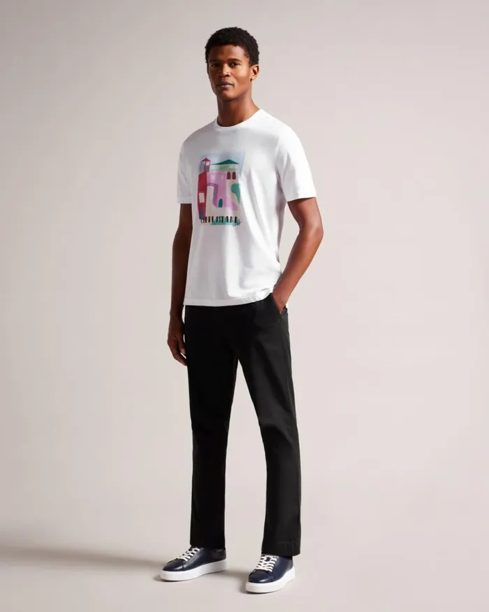 Short Sleeve Graphic TShirt White Men Ted Baker Clothing