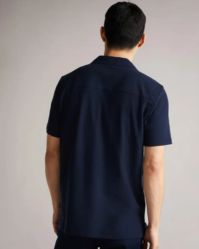 Short Sleeve Jersey Pique Shirt Navy Men Ted Baker Clothing Short Sleeve Jersey Pique Shirt Navy Men Ted Baker Clothing