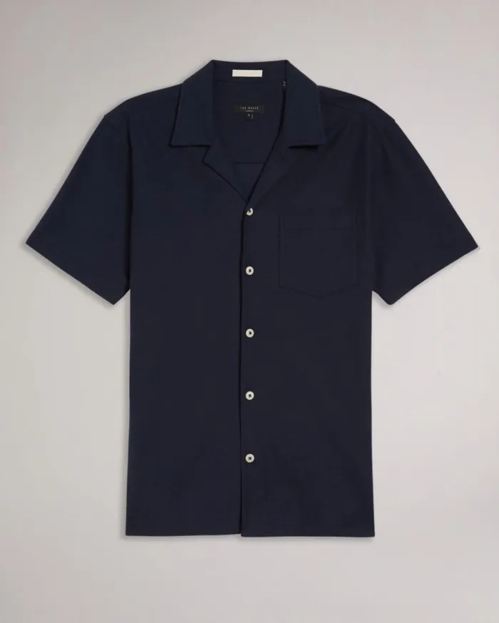 Short Sleeve Jersey Pique Shirt Navy Men Ted Baker Clothing Short Sleeve Jersey Pique Shirt Navy Men Ted Baker Clothing
