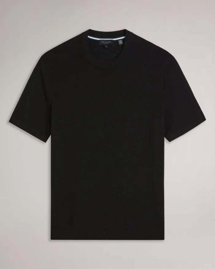Short Sleeve Knitted TShirt Black Men Ted Baker Clothing