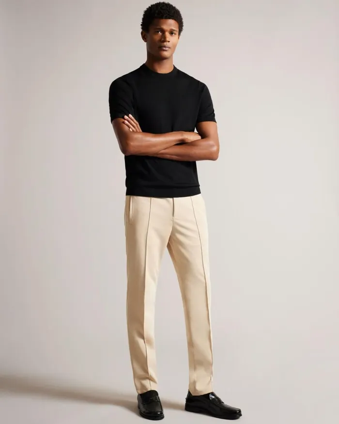 Short Sleeve Knitted TShirt Black Men Ted Baker Clothing Short Sleeve Knitted TShirt Black Men Ted Baker Clothing