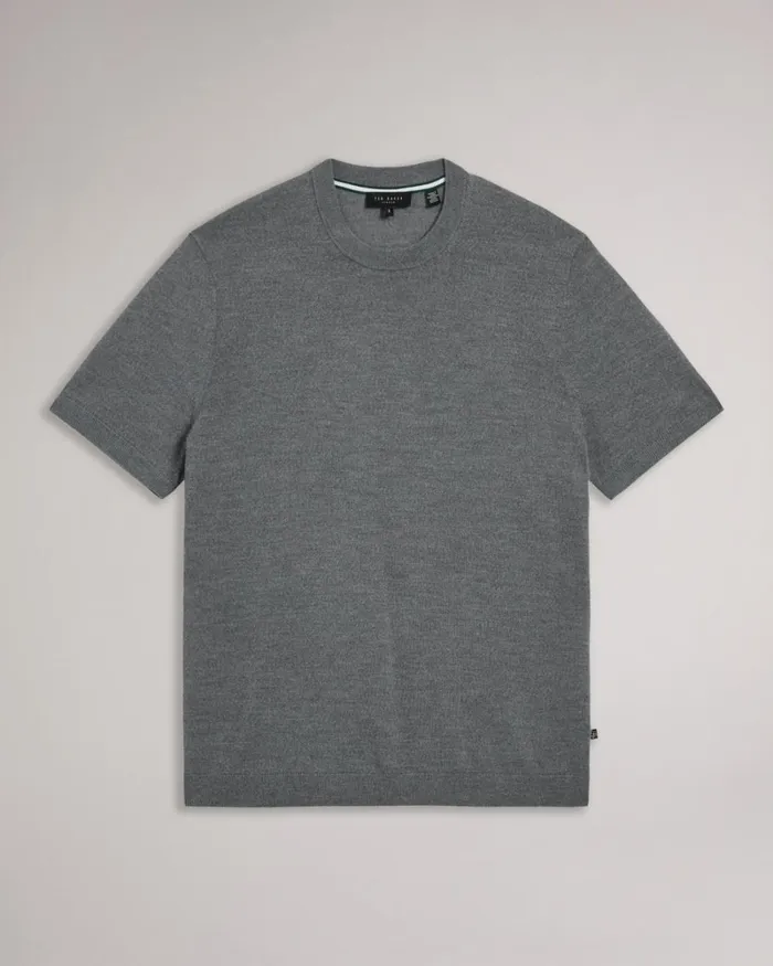 Short Sleeve Knitted TShirt Charcoal Men Ted Baker Clothing