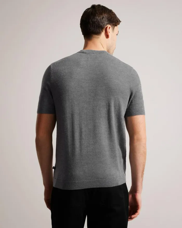 Short Sleeve Knitted TShirt Charcoal Men Ted Baker Clothing Short Sleeve Knitted TShirt Charcoal Men Ted Baker Clothing