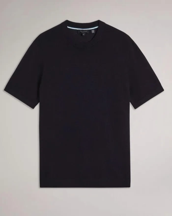 Short Sleeve Knitted TShirt Navy Men Ted Baker Clothing