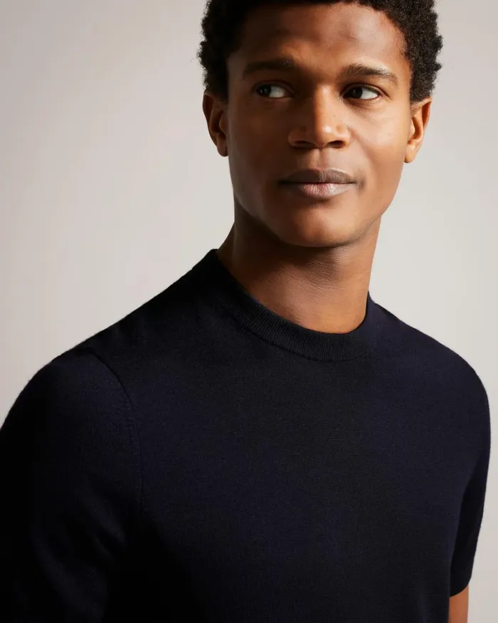 Short Sleeve Knitted TShirt Navy Men Ted Baker Clothing Short Sleeve Knitted TShirt Navy Men Ted Baker Clothing
