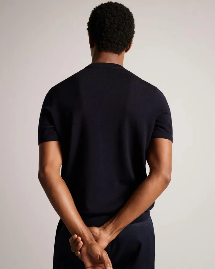 Short Sleeve Knitted TShirt Navy Men Ted Baker Clothing Short Sleeve Knitted TShirt Navy Men Ted Baker Clothing