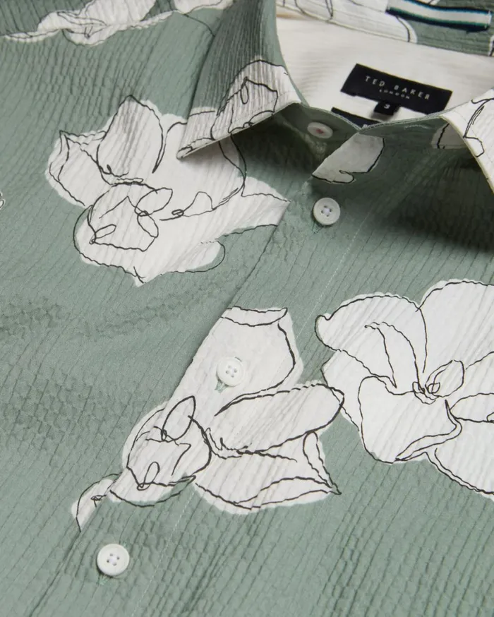 Short Sleeve Large Floral Print Shirt Light Green Men Ted Baker Clothing Short Sleeve Large Floral Print Shirt Light Green Men Ted Baker Clothing