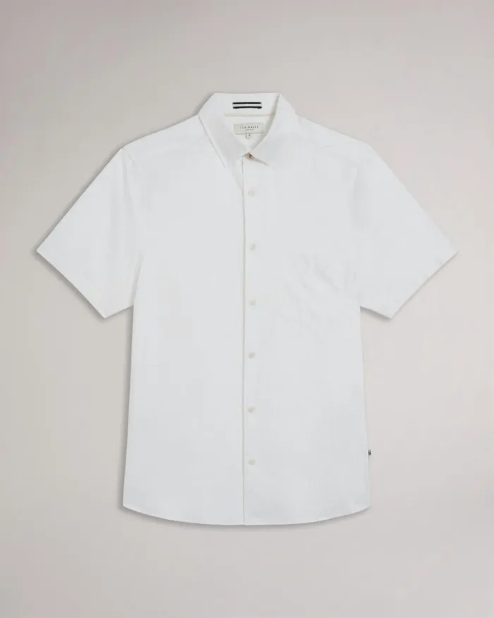Short Sleeve Linen Shirt White Men Ted Baker Clothing