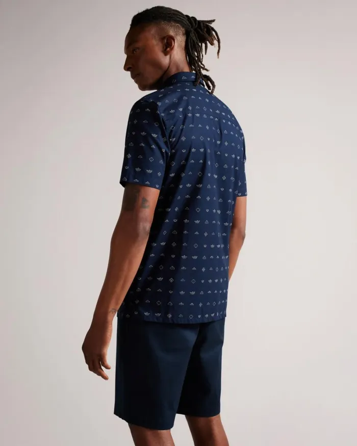 Short Sleeve Paper Boat Print Shirt Navy Men Ted Baker Shirts Short Sleeve Paper Boat Print Shirt Navy Men Ted Baker Shirts