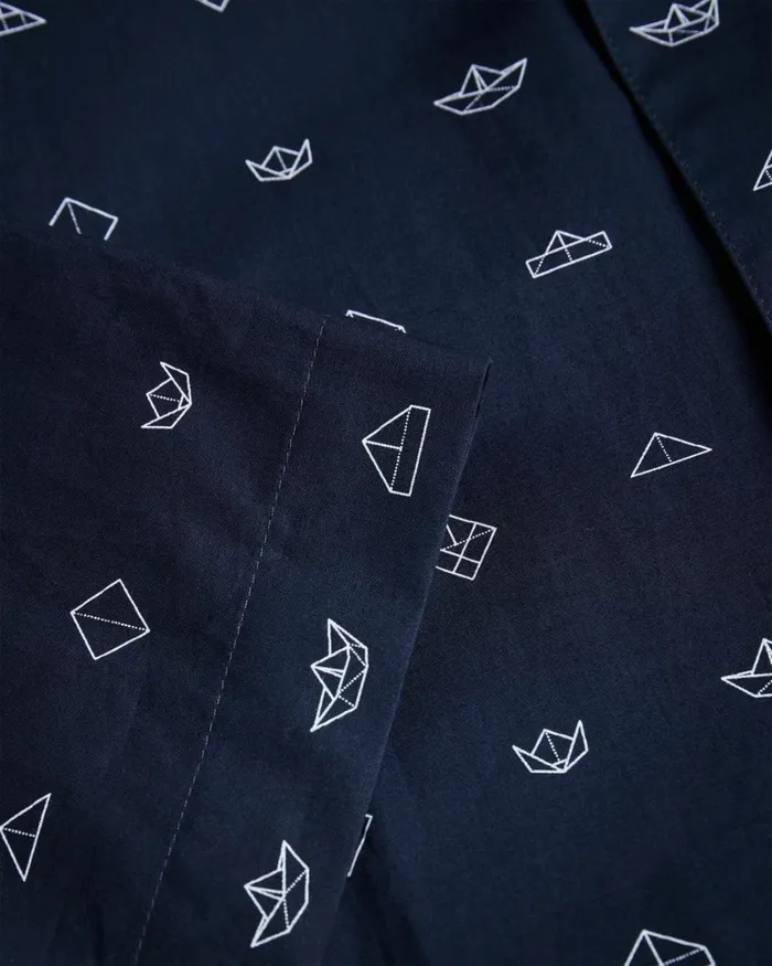 Short Sleeve Paper Boat Print Shirt Navy Men Ted Baker Shirts Short Sleeve Paper Boat Print Shirt Navy Men Ted Baker Shirts