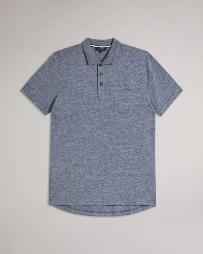 Short Sleeve Patch Pocket Polo Shirt Navy Men Ted Baker Tops