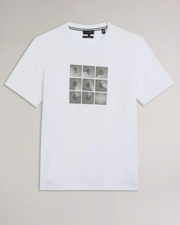 Short Sleeve Regular Fit Branded TShirt White Men Ted Baker Clothing