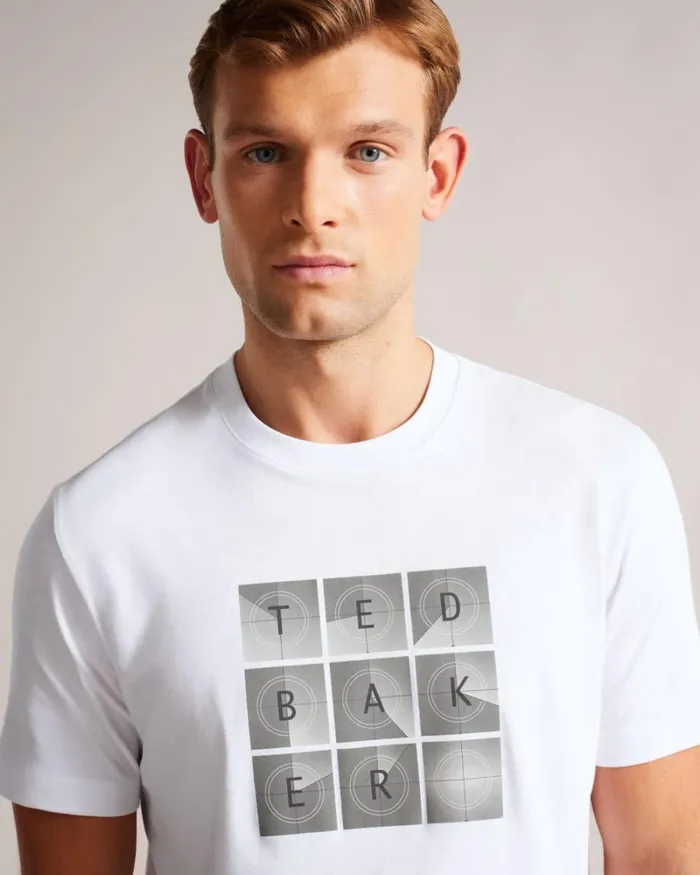 Short Sleeve Regular Fit Branded TShirt White Men Ted Baker Clothing