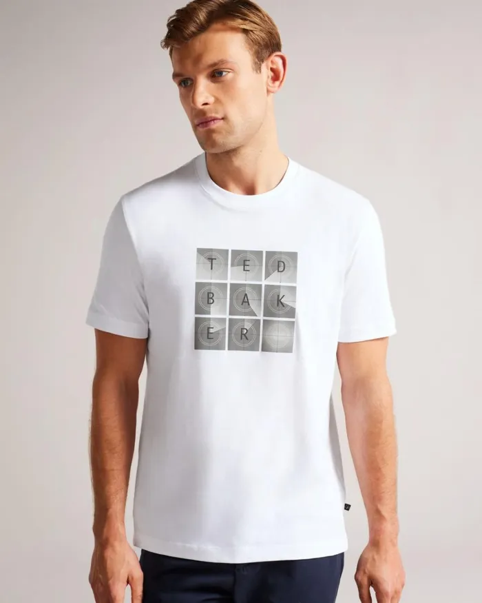 Short Sleeve Regular Fit Branded TShirt White Men Ted Baker Clothing