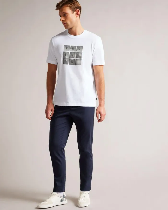 Short Sleeve Regular Fit Branded TShirt White Men Ted Baker Clothing