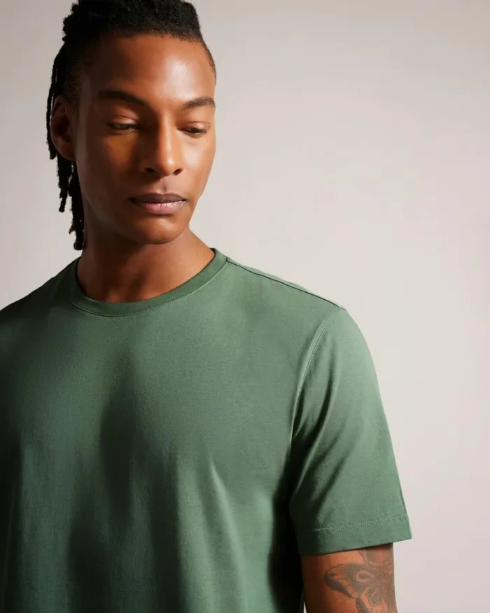 Short Sleeve Regular Fit Plain Tshirt MidGreen Men Ted Baker Clothing Short Sleeve Regular Fit Plain Tshirt MidGreen Men Ted Baker Clothing