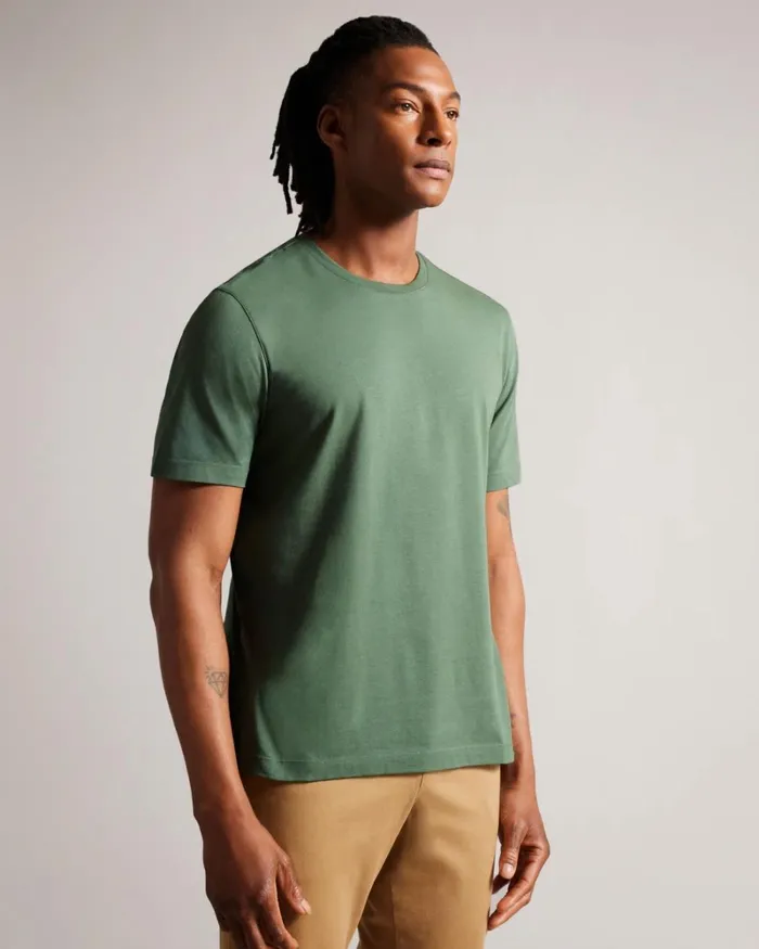 Short Sleeve Regular Fit Plain Tshirt MidGreen Men Ted Baker Clothing Short Sleeve Regular Fit Plain Tshirt MidGreen Men Ted Baker Clothing