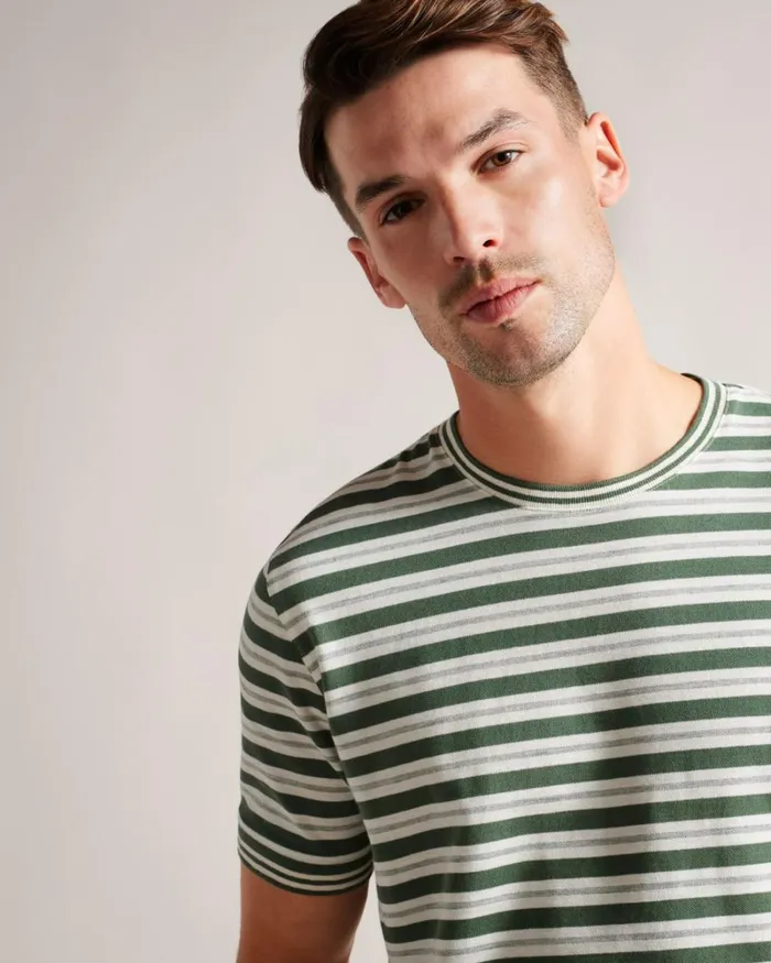 Short Sleeve Regular Fit Striped TShirt Khaki Men Ted Baker Clothing Short Sleeve Regular Fit Striped TShirt Khaki Men Ted Baker Clothing