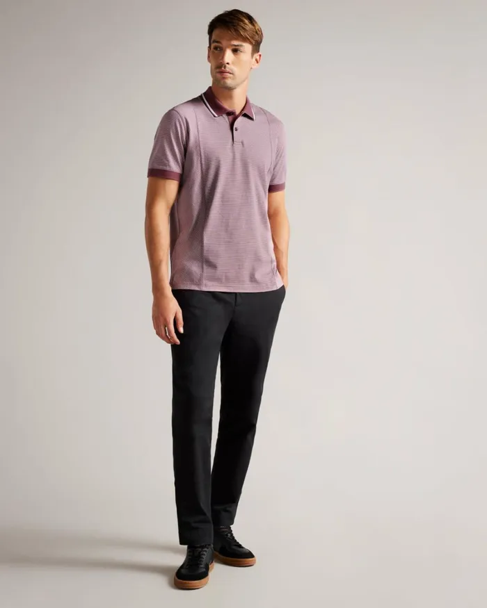 Short Sleeve Regular Striped Panelled Polo Maroon Men Ted Baker Clothing Short Sleeve Regular Striped Panelled Polo Maroon Men Ted Baker Clothing