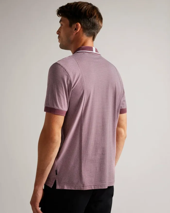 Short Sleeve Regular Striped Panelled Polo Maroon Men Ted Baker Clothing Short Sleeve Regular Striped Panelled Polo Maroon Men Ted Baker Clothing
