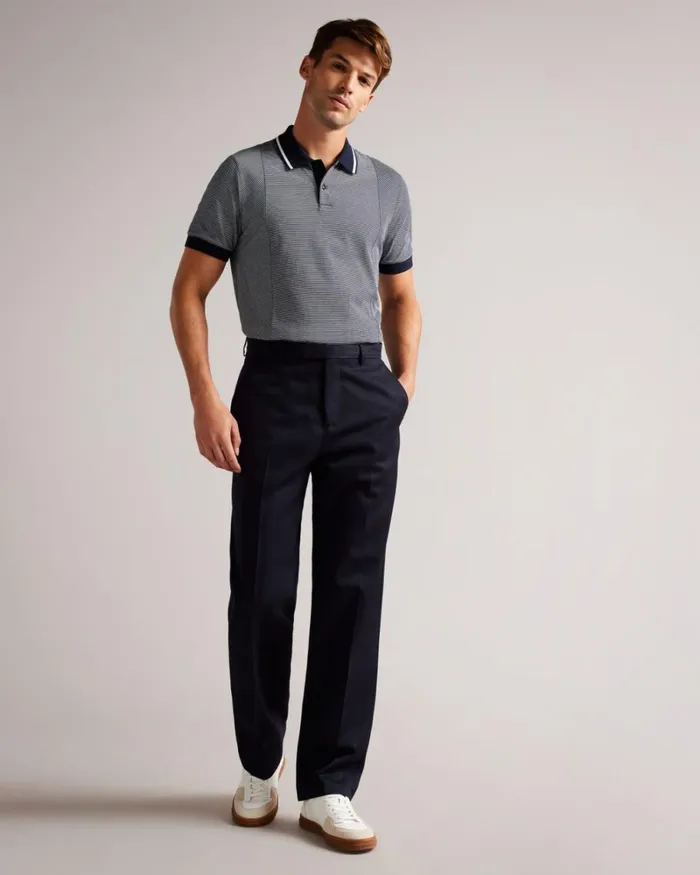 Short Sleeve Regular Striped Panelled Polo Navy Men Ted Baker Clothing Short Sleeve Regular Striped Panelled Polo Navy Men Ted Baker Clothing
