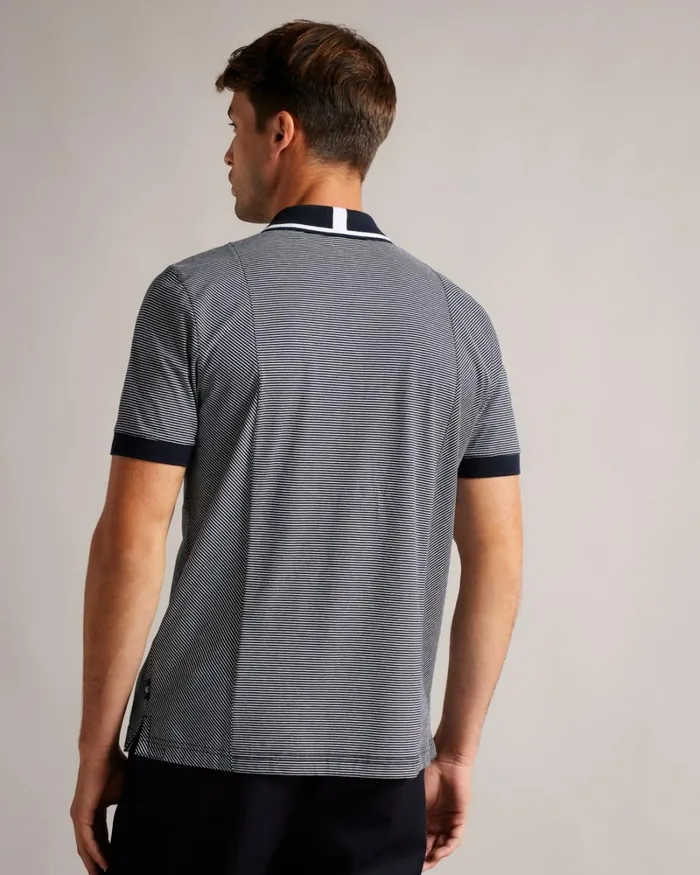 Short Sleeve Regular Striped Panelled Polo Navy Men Ted Baker Clothing Short Sleeve Regular Striped Panelled Polo Navy Men Ted Baker Clothing